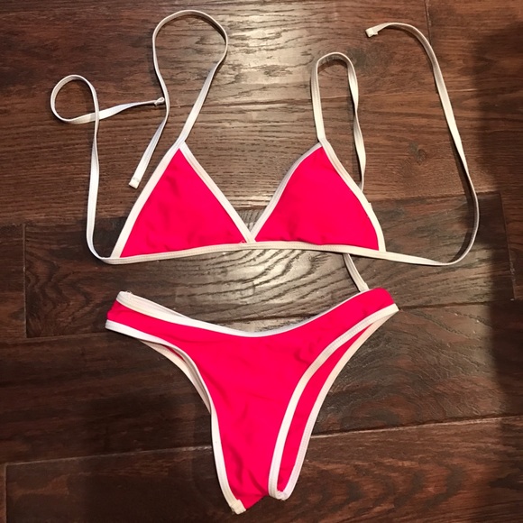 red and white bathing suit